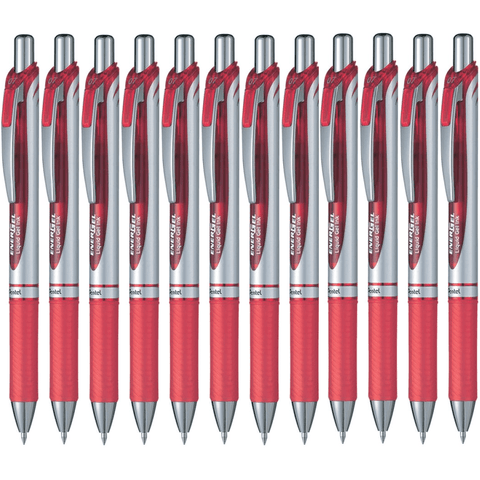 Pentel BL77 Box 12 Energel Gel Ink Pen Retractable Medium 0.7mm (Red)