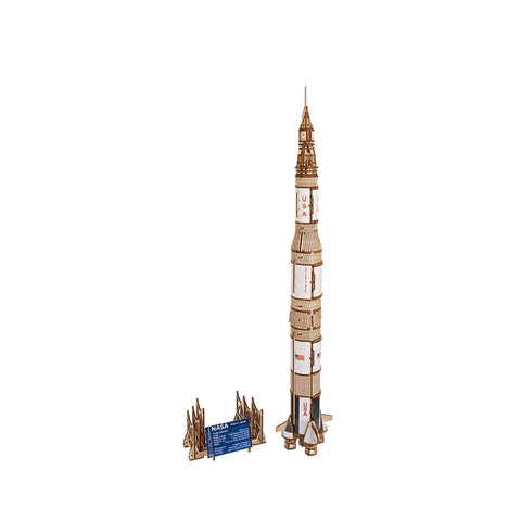 Ugears NASA Saturn V Rocket Wooden Mechanical 3D Model Kit