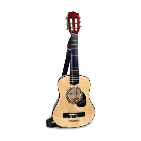 Bontempi Wooden Guitar Classical 6 Strings Tunable Shoulder Strap 75cm