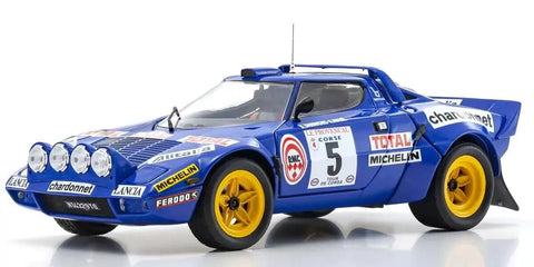 Kyosho 1/18 Lancia Stratos HF 1976 Tour de Corse Blue Nr. 5 Diecast Model Car