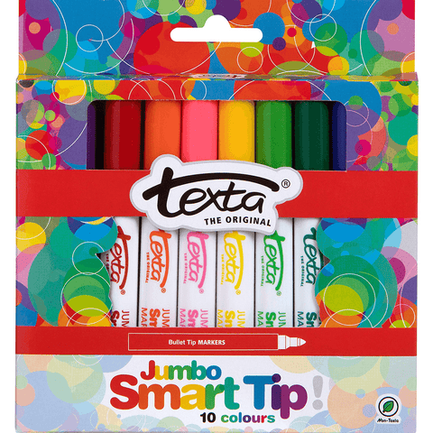 Texta Jumbo Smarttip Colouring Markers Smart Tip (Assorted) [Pack 10]