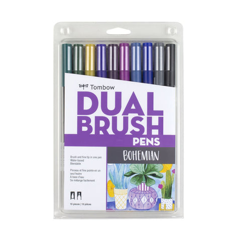 Tombow Dual Brush Pen Marker Drawing/Sketching Set (Bohemian) [10-Pieces]