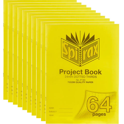 Spirax P163 Project Book 24mm Dotted Thirds 70GSM 64 Page 330x240mm 10 Pack