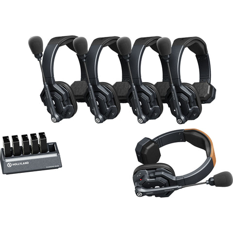 Hollyland Solidcom SE Global 5S 5-Person Full-Duplex Single-Ear Noise-Cancelling Headset Intercom System (2.4 GHz)