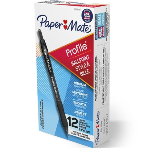 Papermate Profile BallPoint 1.0mm Medium Pen (Black) [Box 12]