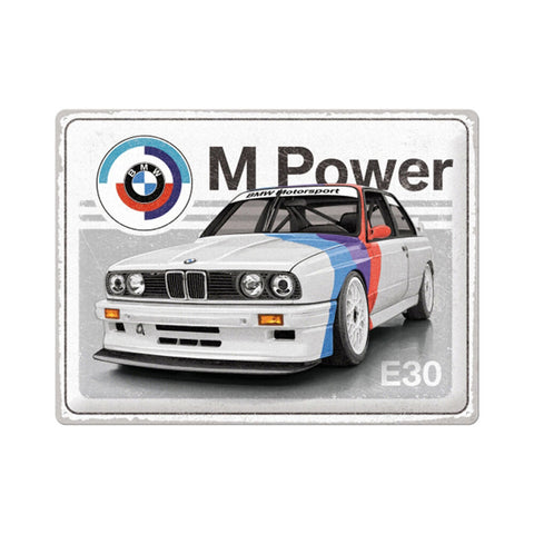 Nostalgic-Art Large Metal Sign Plaque BMW Motorsport M Power E30 30x40cm