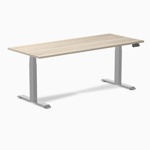 Desky Dual Melamine Sit Stand Desk 180cm Classic Oak Desktop and Grey Frame