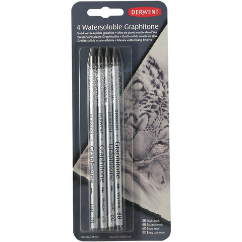 Derwent Watersoluble Graphitone Pencil Assorted Pack 4