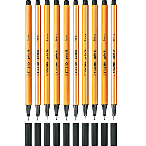 Stabilo 88 Point Fineliner Pen 0.4mm (Black) [Box 10]