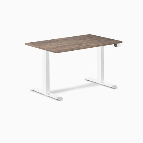Desky Dual Melamine Sit Stand Desk 120cm Natural Walnut Desktop and White Frame
