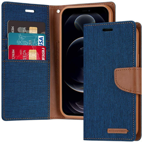 Goospery Canvas Diary for iPhone 16 Pro (Blue)