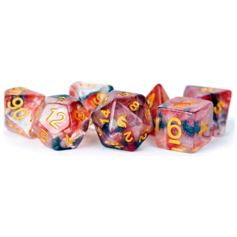 Fanroll By Metallic Dice Games MDG Unicorn Resin Polyhedral Dice Set - Pheonix Ash