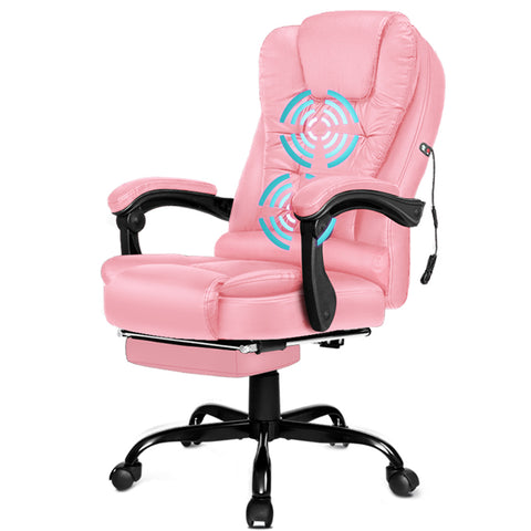 ALFORDSON Massage Office Chair Footrest Executive Seat PU Leather (Pink)