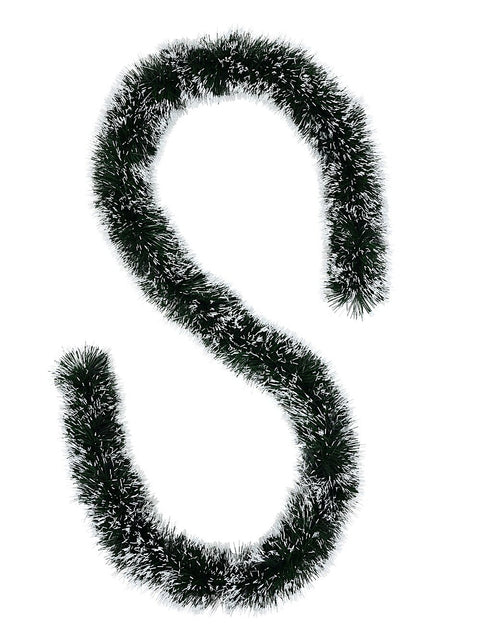 Christmas Warehouse - TINN2603 Premium 6ply Frosted Snow Tipped Spruce Tinsel Garland | 2.7m x 15cm Dark Green with White