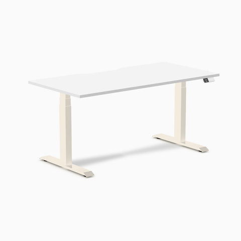 Desky Dual Scalloped Melamine Sit Stand Desk - White / 1500x750mm / Wheat
