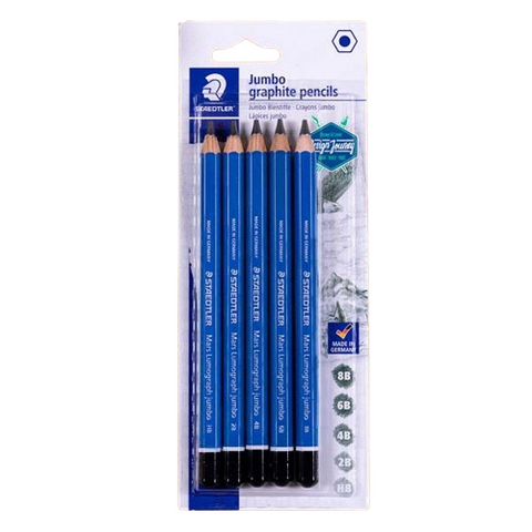 Staedtler Mars Lumograph Jumbo Graphite Pencils, 5Pk