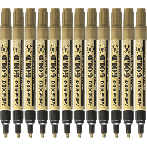 Artline 900XF Box 12 Paint Marker Bullet Tip Nib 2.3mm (Metallic Gold)