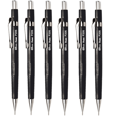 Pentel P205 Mechanical Drafting Pencil Pacer Premium Metal Tip 0.5mm [6 Pack]