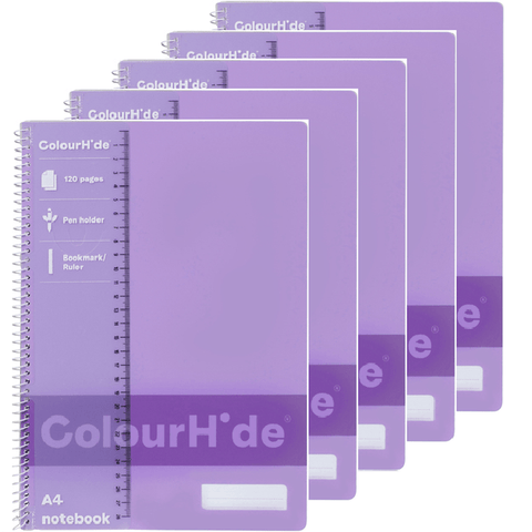 Colourhide Notebook 120 Page A4 (Purple) [5 Pack]