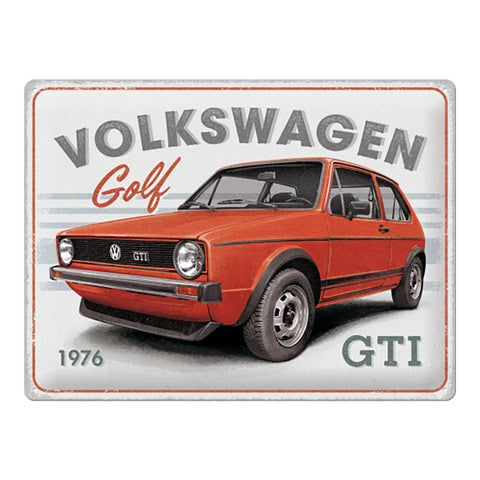 Nostalgic-Art 30x40cm Large Metal Sign Plaque VW Golf GTI 1976