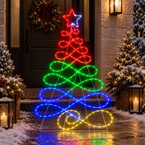 Lexi Lighting 87x170cm Rope Light RGB Christmas Tree Silhouette