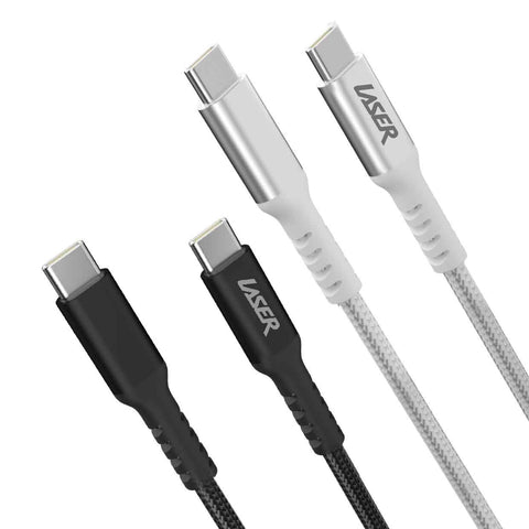 Laser 2m (2-pack) USB-C to USB-C Cable 60W (Black/Silver)