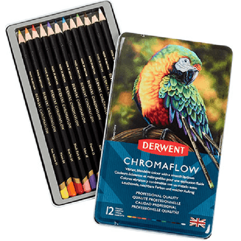 Derwent ChromaFlow Coloured Pencils Tin Set Rich Vibrant [12-Pieces]