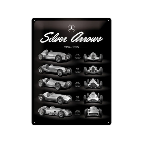 Nostalgic-Art Mercedes-Benz Silver Arrows Chart 30x40cm Large Metal Sign Plaque