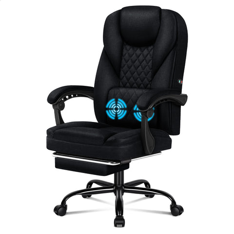 ALFORDSON Massage Office Chair Executive Recliner Computer Fabric Seat (Black)
