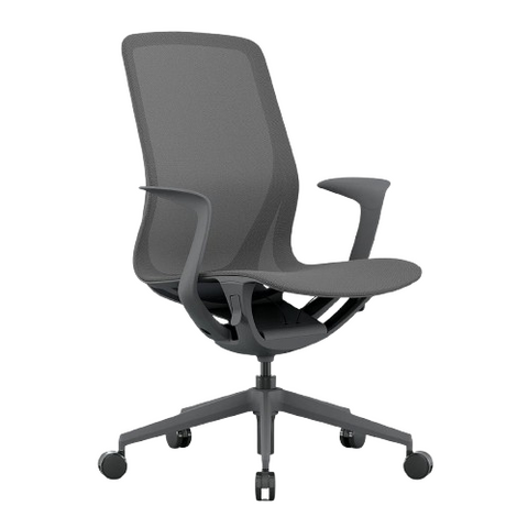 Desky Echo Modern Office Chair - Dark Grey / Fixed