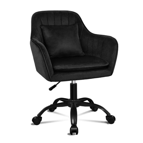 ALFORDSON Velvet Office Chair Fabric Armchair Computer Swivel Adult Kids (Black)