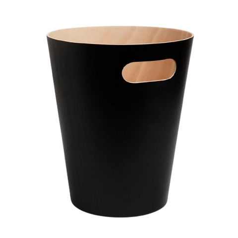 Desky Wooden Rubbish Bin - Black