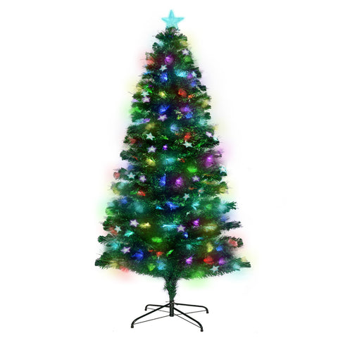 Christabelle 1.5m Pre-Lit Fibre Optic Artificial Christmas Tree with Multicolour Twinkling Star Lights