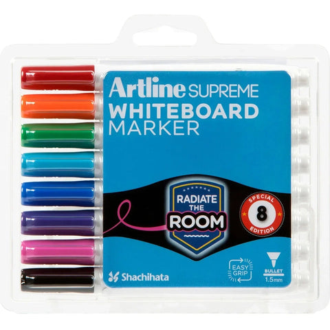 Artline Supreme Whiteboard Markers Assorted Colours Pack of 8