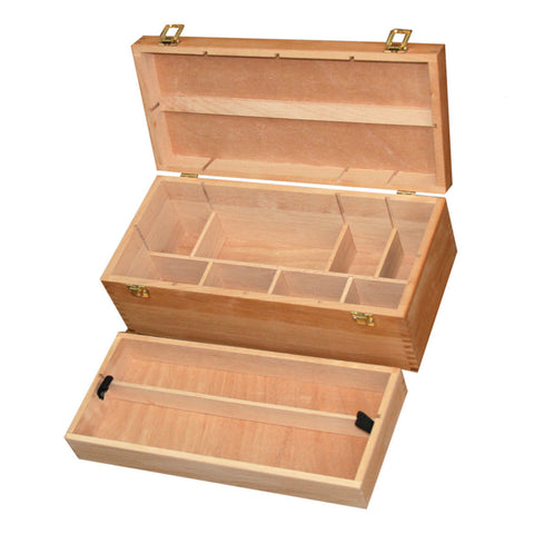 Jasart Artist 2-Tier 40.5x21cm Wooden Storage Organiser Paint Box with Handle