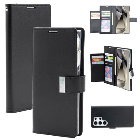 Goospery Rich Diary for Samsung Galaxy S25 Ultra - Black, Magsafe