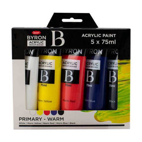Jasart 5pc Byron 75ml Acrylic Paint Tube Medium Bodied Art/Craft Primary Warm
