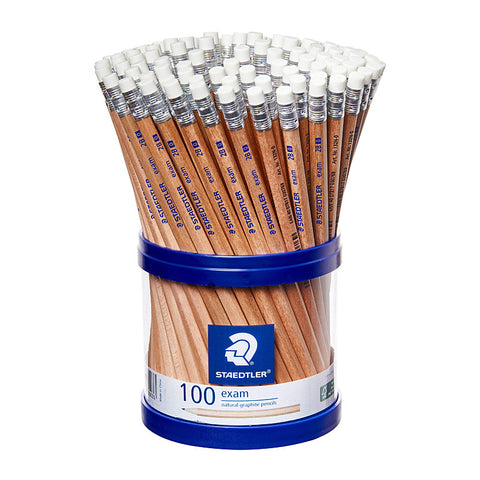 Staedtler Exam Natural 2B Pencil with Eraser Tip [Cup 100]
