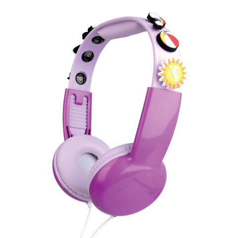 Laser Kids Volume Limited Wired Headphones With Charms (Pink)