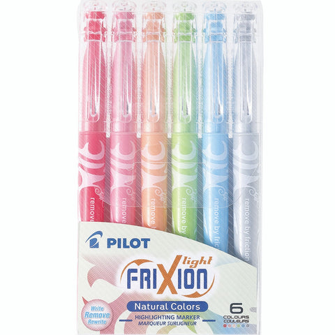 Pilot Frixion Erasable Highlighter 4.0mm Natural Soft Pastel Colours Wallet 6