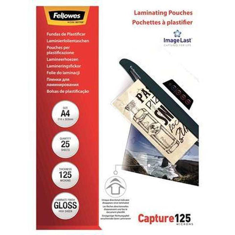 Fellowes Imagelast Laminating Pouch Gloss 125 Micron A4 Clear (Pack 25)