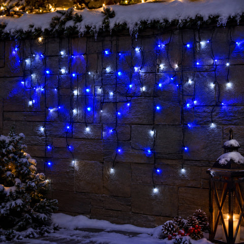 Lexi Lighting 240 LED Icicle Christmas Lights Blue and White