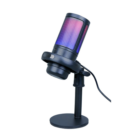 Laser RGB Gaming Microphone - Cardioid, Pop Filter, & Headphone Jack (Black)