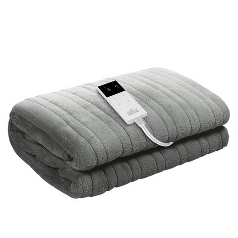 Giselle Electric Throw Rug Heated Blanket Fleece (Grey)