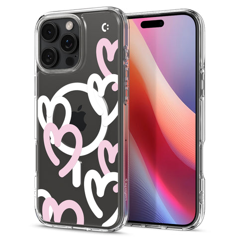 Spigen Apple iPhone 16 Pro Max Ultra Hybrid Hearts (MagFit) Case - Hearts White Pink