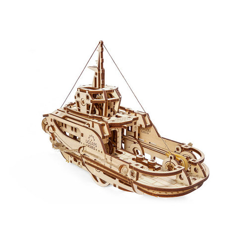 UGears 70043 Tugboat Wooden Mechanical 3D Puzzle DIY Model Kit