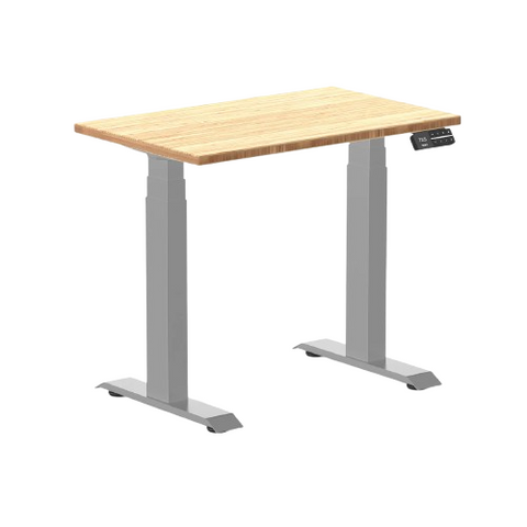 Desky Dual Mini Bamboo Sit Stand Desk 80cm (Bamboo Desktop/Grey Frame)