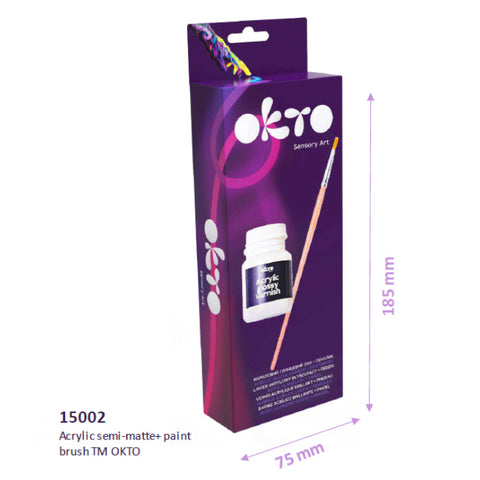 Okto Acrylic Semi-Matte Varnish 20ml and Paint Brush
