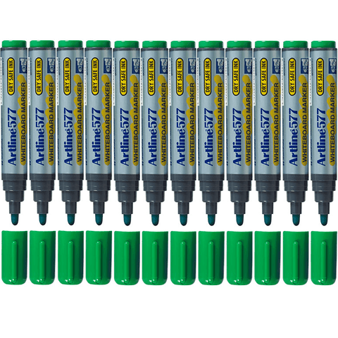 Artline 577 Whiteboard Marker 2mm Bullet Tip (Green) [Box 12]