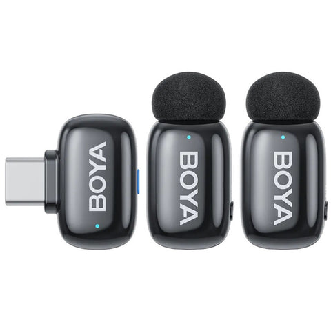 BOYA Mini 2 Dual Wireless Microphone - USB-C with 2x Transmitter (Black)